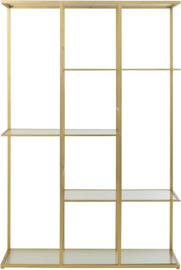 Zlatý antik kovový regál so sklenenými policami Doree gold - 120*40*180 cm