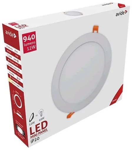 AVIDE Zápustný LED panel, 12W, teplá biela, 17cm, okrúhly, biely