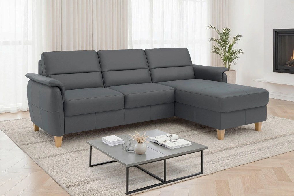 XXXLutz ROHOVÁ SEDAČKA, koža, čierna Sit & More - Sedačky - 00014403327D
