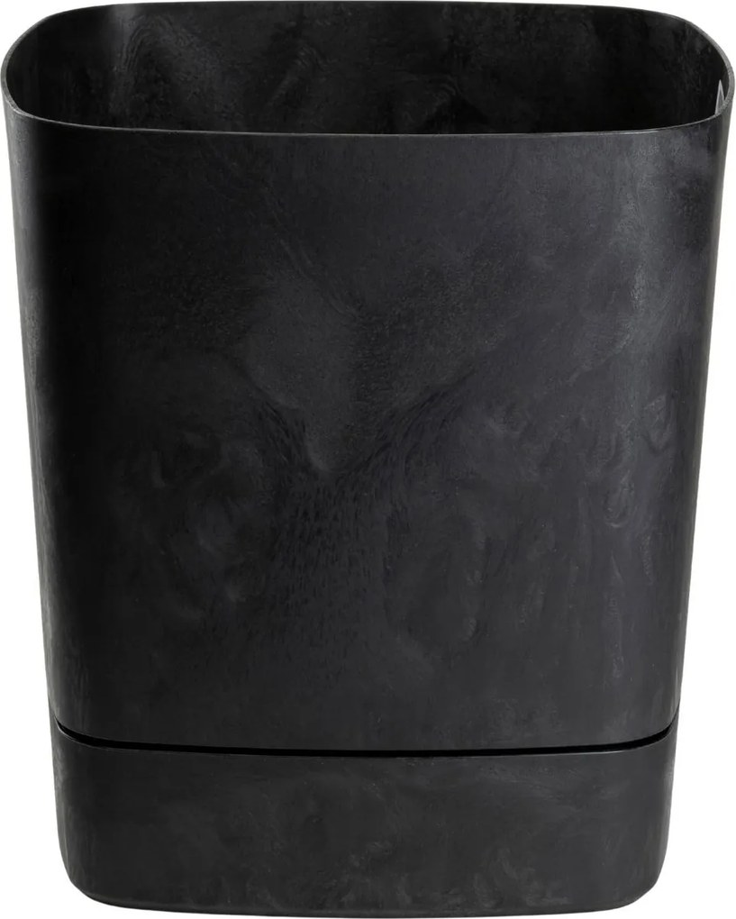Plastový květináč s podmiskou Cubi 30x30 cm černý beton
