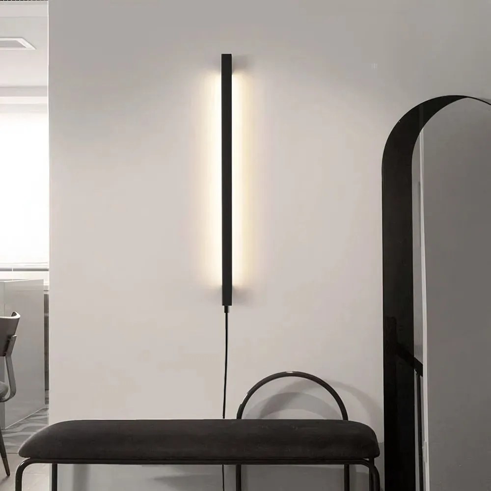 Toolight Toolight, LED nástenné svietidlo 80cm, 12W, 3000K, LHJ063-W, čierna matná, OSW-60032