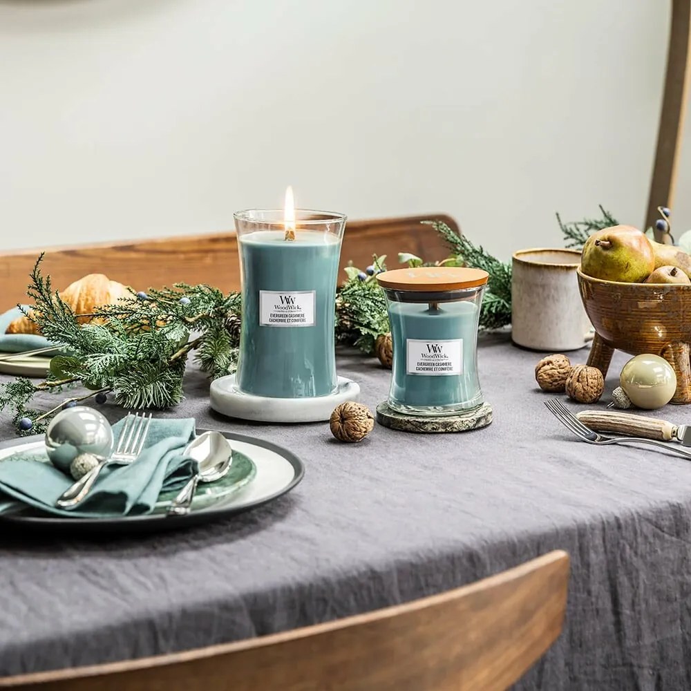 WoodWick vonná sviečka veľká váza EvergreenCashmere, 609 g