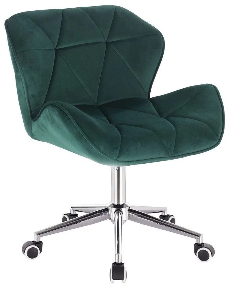 LuxuryForm DESIGN Stolička MILANO VELUR na striebornej podstave s kolieskami - zelená