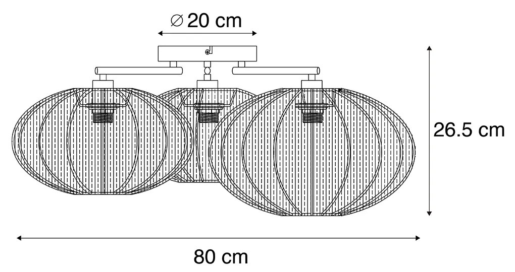 Japandi stropné svietidlo biele s béžovou a hnedou farbou 3-svetlá - Multi Bida