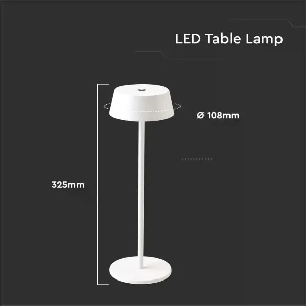LED Vonkajšia stmievateľná dotyková dobíjacia stolná lampa LED/2W/5V IP54 biela