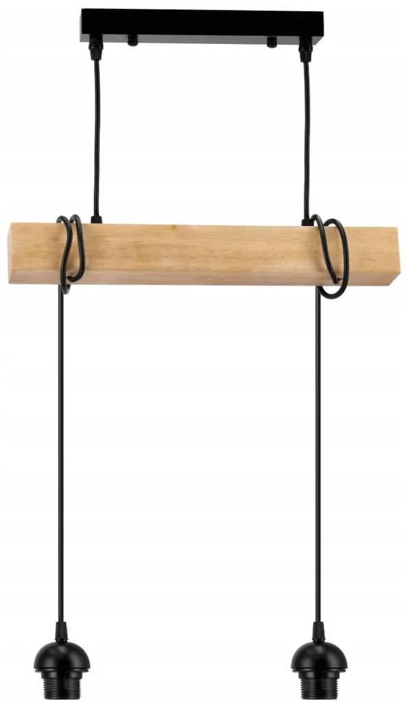 BERGE Závesné stropné svietidlo LED drevený trám 2xE27 štvorcový luster Rollable