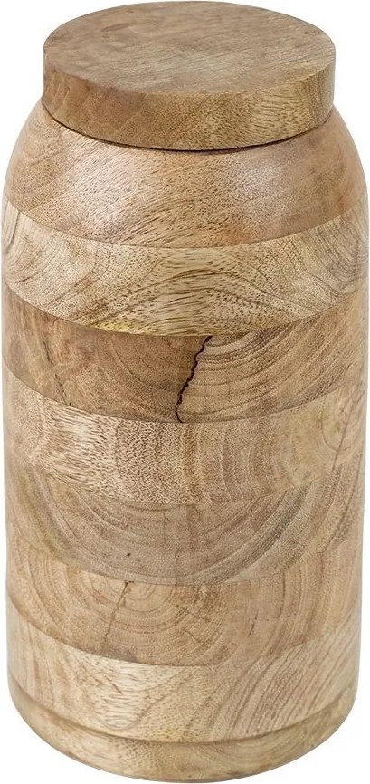 Drevená dekoratívna dóza s viečkom z mangového dreva Manua - Ø15*30 cm