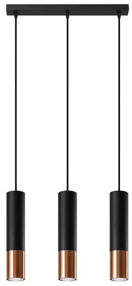 Sollux SL.0948 - Luster na lanku LOOPEZ 3xGU10/10W/230V čierna/meď