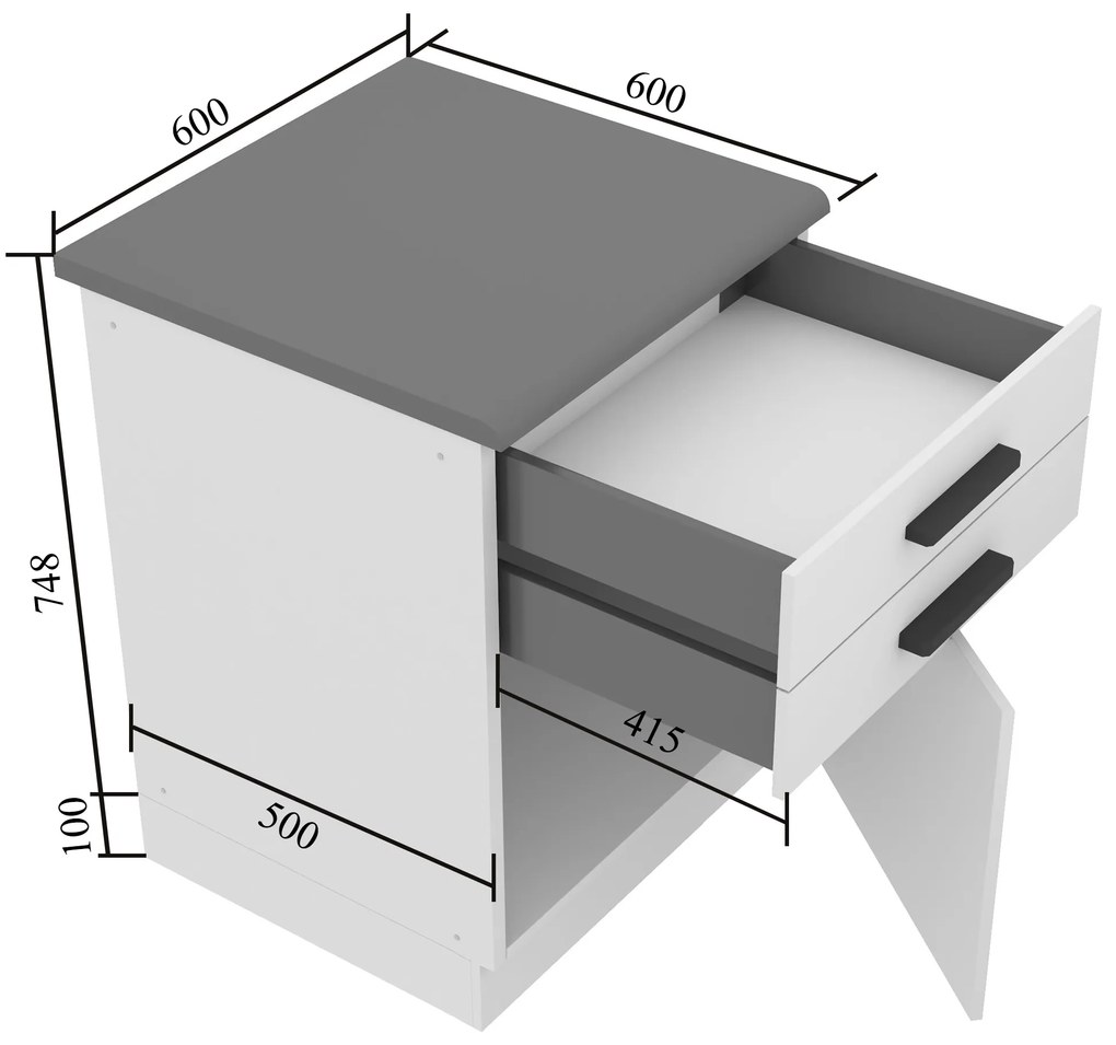 Kuchynská skrinka Belini Premium Full Version spodná so zásuvkami 60 cm dub wotan s pracovnou doskou
