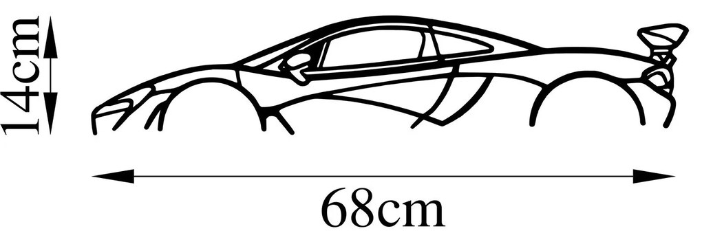 Nástenná kovová dekorácia Mclaren P1 Silueta čierna