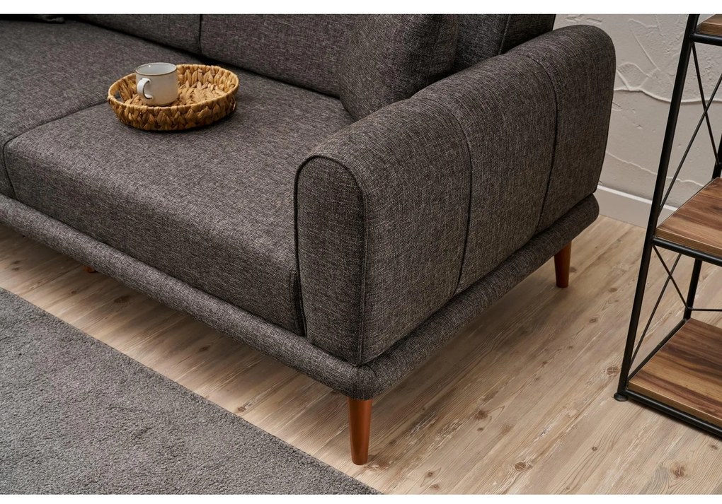 Pohovka trojsedačka Sorenella (antracit + orech). Akcia -18%. Vlastná spoľahlivá doprava až k Vám domov. 1106718