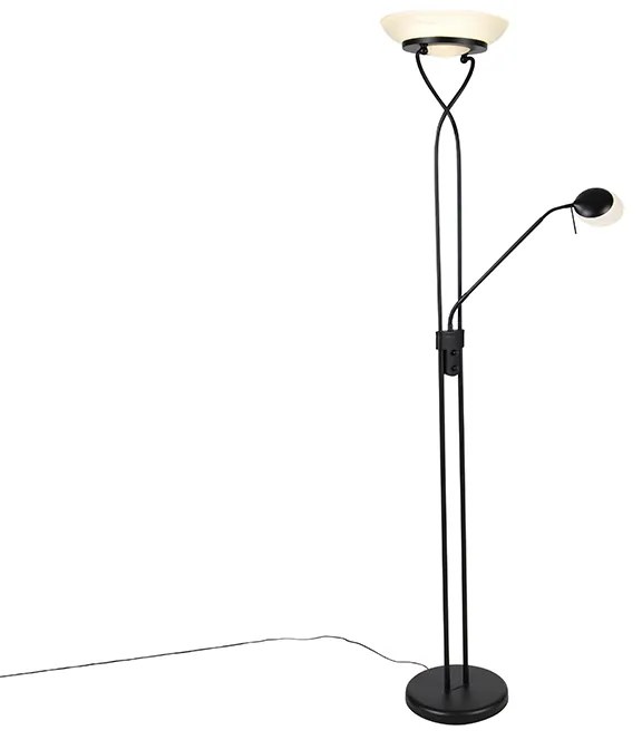 Stojaca lampa čierna s lampou na čítanie vrátane LED a stmievača Dim to Warm - Empoli