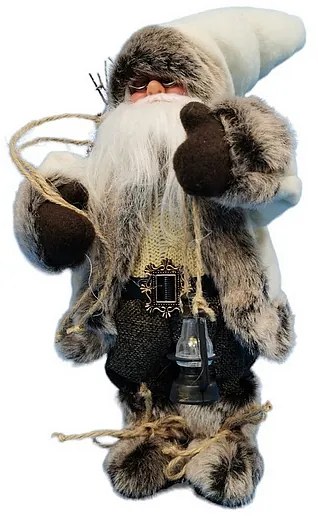 Grugen Spievajúci a tancujúci Santa Claus s lucerničkou, 30 cm, hnedo-biely