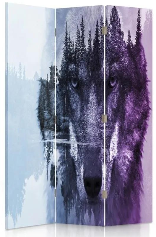 Ozdobný paraván Lesní vlk Zvířata Příroda - 110x170 cm, trojdielny, obojstranný paraván 360°