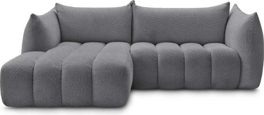 Sivá rohová pohovka z textílie buklé (ľavý roh/s leňoškou) Azra – Bobochic Paris