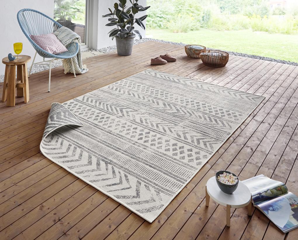 NORTHRUGS - Hanse Home koberce Kusový koberec Twin Supreme 103862 Grey / Cream – na von aj na doma - 80x250 cm