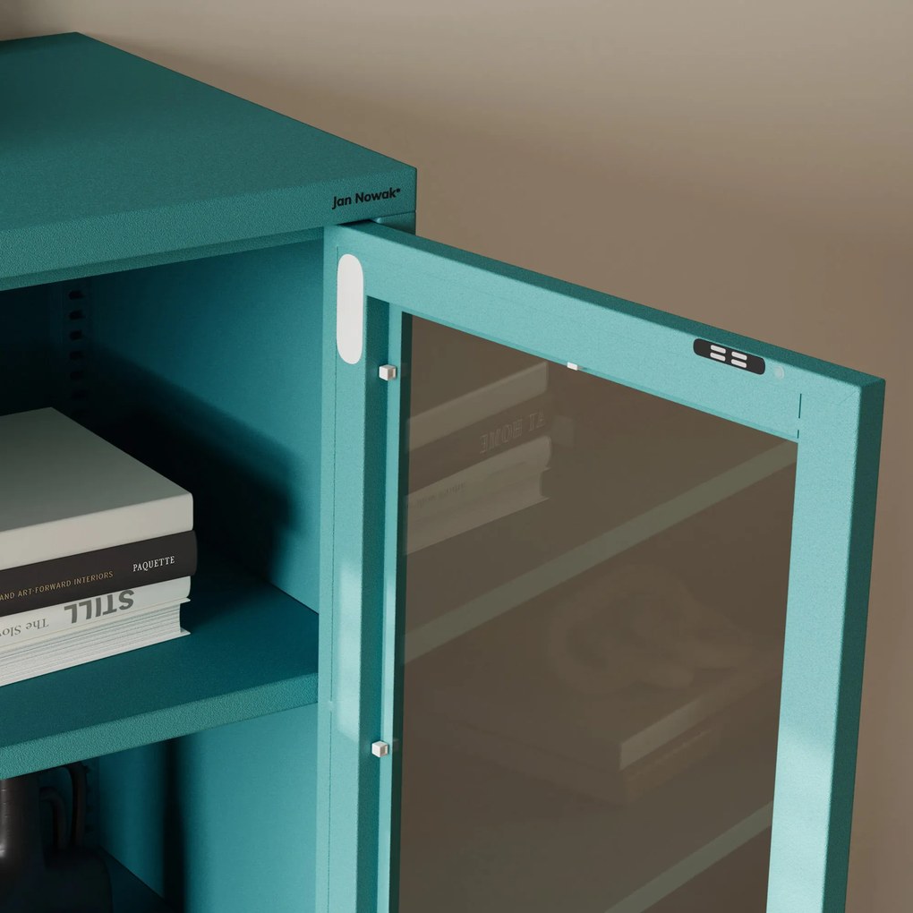 Vitrína GINA, 800 x 1015 x 400 mm, Modern: morská farba