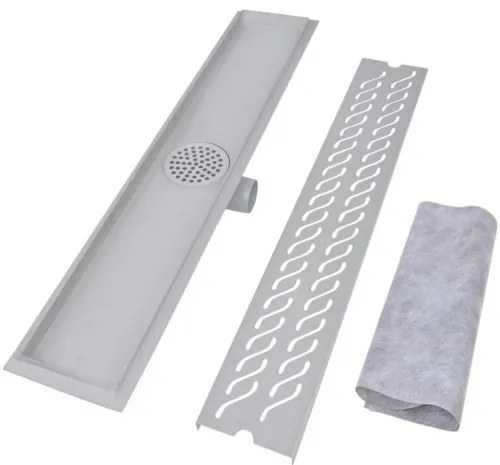 vidaXL Rovný sprchový odtok s vlnkami, 730x140 mm, nerezová oceľ-