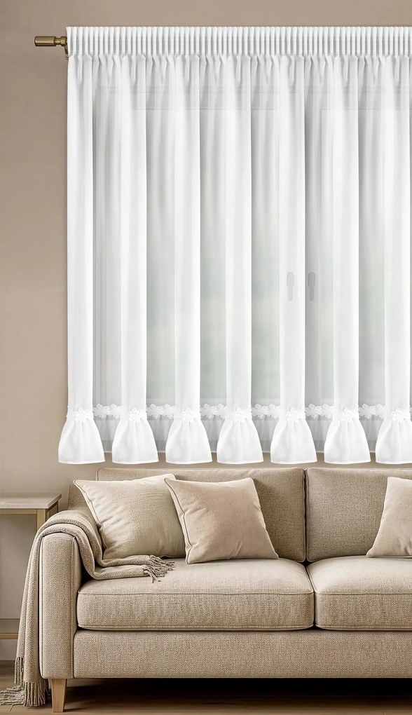 VIANOČNÁ ZÁCLONA NA PÁSKE FLAKE 350X160 CM BIELA