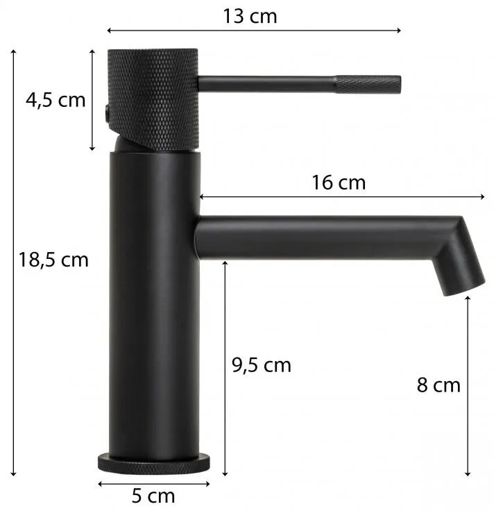 Erga Meri, umývadlová batéria h-185, čierna matná, ERG-YKA-BU.MERI-24-BLK