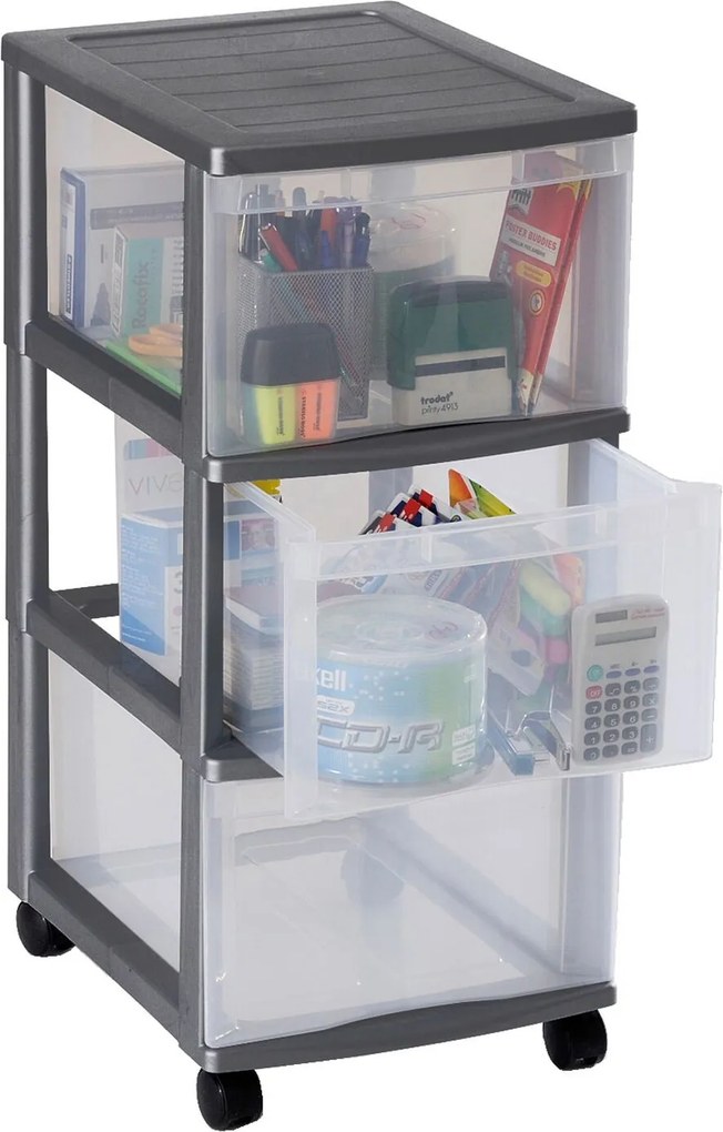 SUNDIS Úložný box s 3 zásuvkami, antracit, OFFICEMIX - MAXI