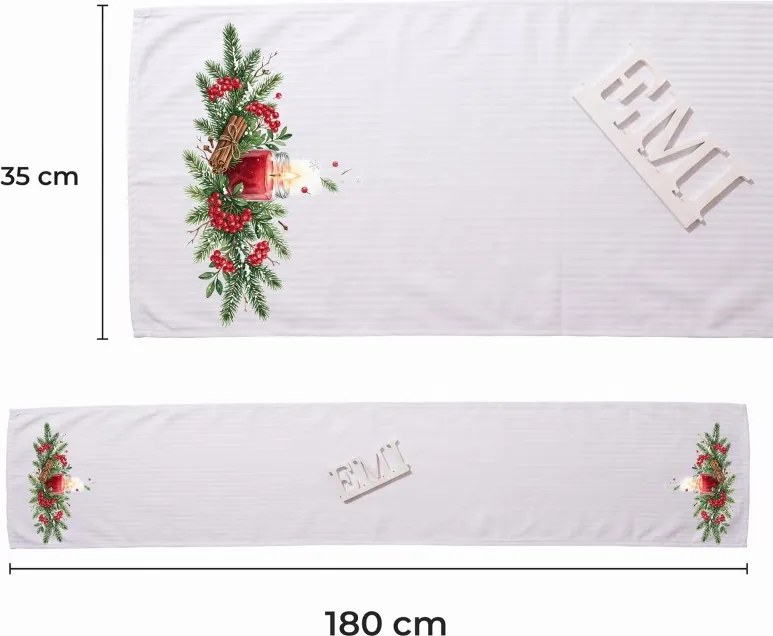 Obrus damaškový Winter Cranberry 35x180 cm EMI