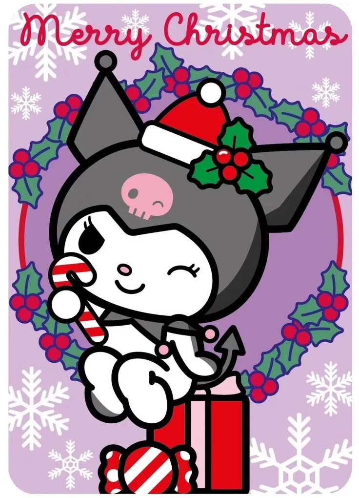 Vianočná flísová deka Kuromi - 100 x 140 cm