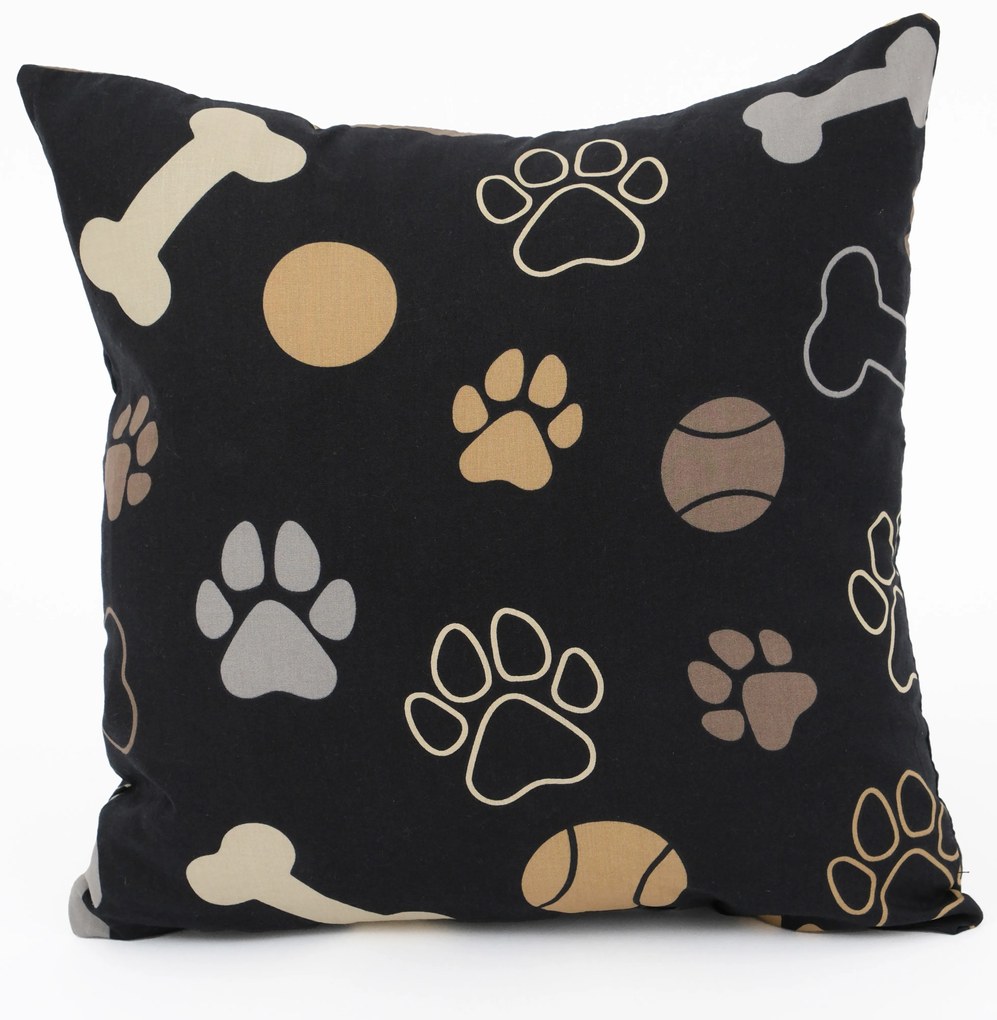 Bavlnená obliečka na vankúšik Renforcé 40 × 40 cm – Psie labky čierne
