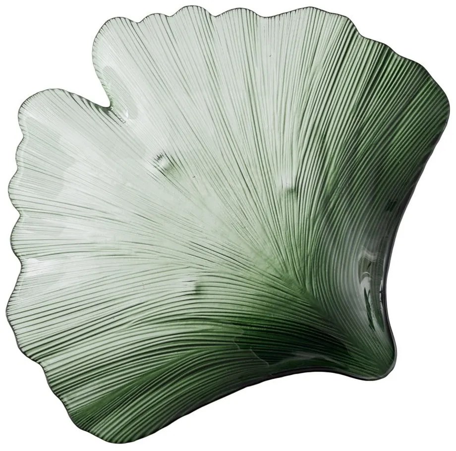 Sklenená dekoratívna tácka 31x33 cm Gingko – Ixia