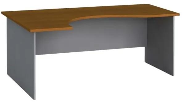 Rohový kancelársky pracovný stôl PRIMO FLEXI, zaoblený 180x120 cm, sivá / čerešňa, ľavý