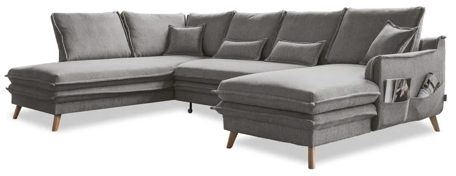 Sivá rozkladacia rohová pohovka (ľavý roh/do tvaru "U") Charming Charlie – Miuform