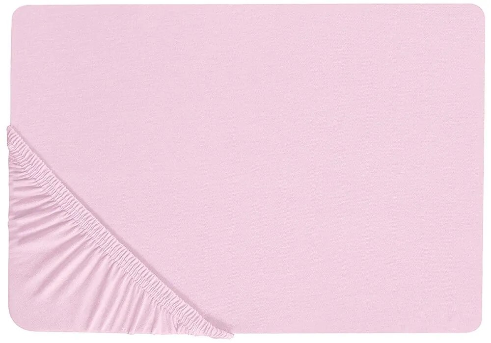 Bavlnená posteľná plachta 200 x 200 cm ružová JANBU Beliani