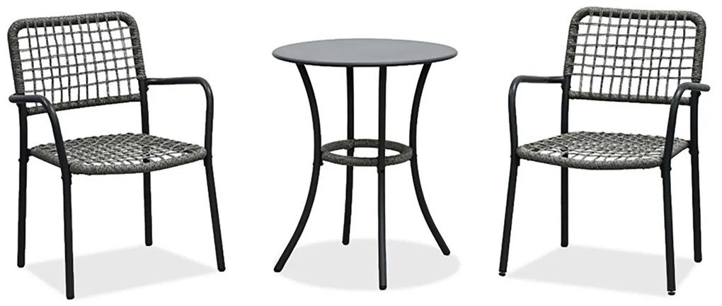 Autronic - Balkónový set 1+2, stůl 60x60, židle umělý ratan barva antracit, kov antracit - AZ-L1103 GREY AKCE