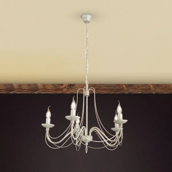 Orion LU 1531/5 - Luster na reťazi VELA 5xE14/40W/230V pr.60 cm biela/zlatá/patina