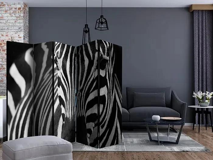 Paraván - White with black stripes II [Room Dividers] Veľkosť: 225x172, Verzia: Jednostranný