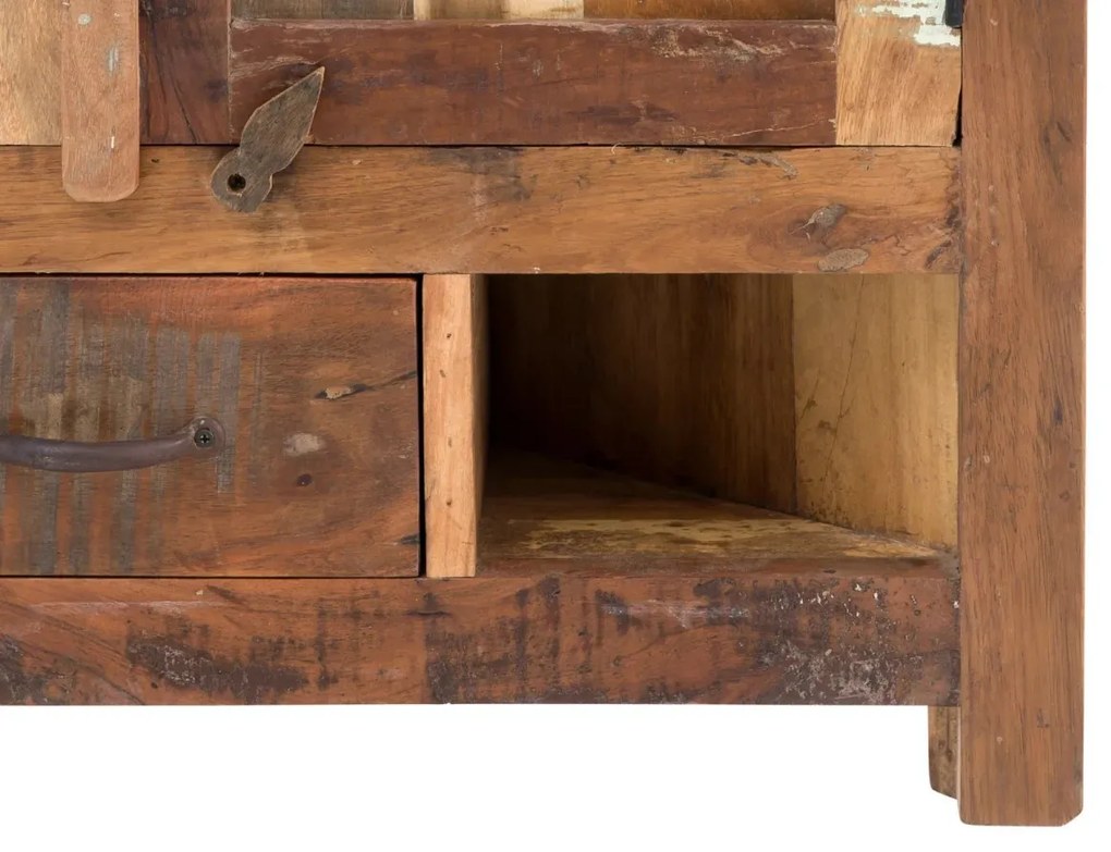furniture-nabytek.cz - Masivní rohové umyvadlo Sumana z recyklovaného dřeva, lakované, hnědé