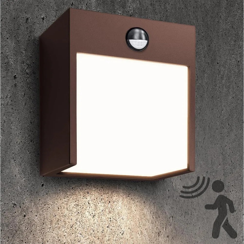 Brilagi-LED Vonkajšie nástenné svietidlo so senzorom TERNI LED/12W/230V hnedé IP44
