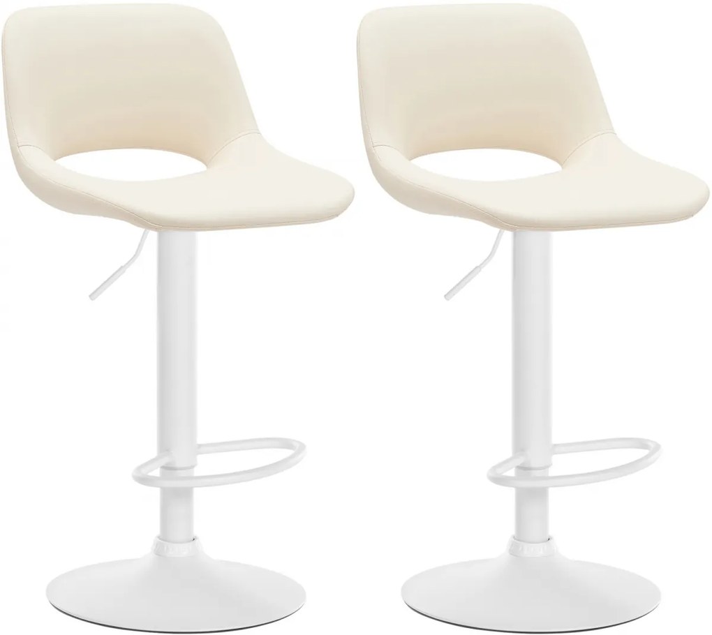 Design-Shop 2x Barová stolička Camden - koženka, biely rám - Krémová