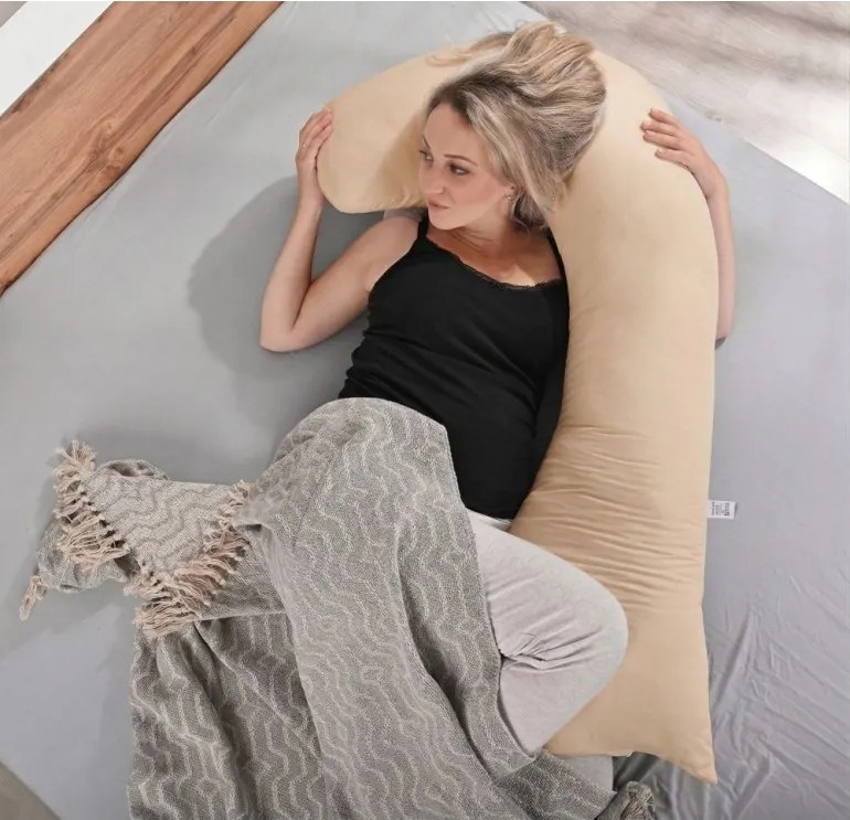 Farebné obliečky na tehotenský vankúš Marsolux EMI, cappuccino