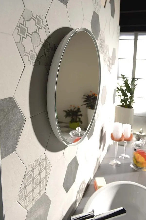 Sapho Sapho, FLOAT LED podsvietené zaoblené zrkadlo v ráme 600x800mm, biela, 22572