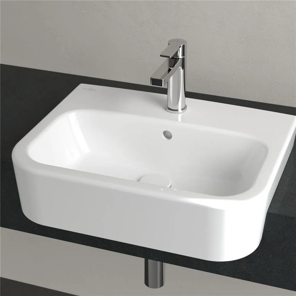 VILLEROY & BOCH Architectura polozápustné umývadlo s otvorom, s prepadom, 550 x 430 mm, biela alpská, s povrchom CeramicPlus, 419055R1