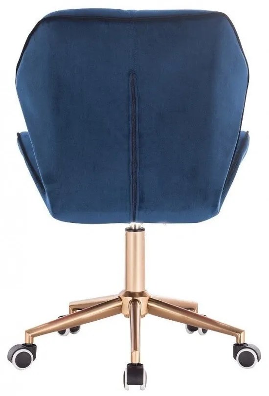 LuxuryForm DESIGN Stolička MILANO MAX VELUR na zlatej podstave s kolieskami - modrá
