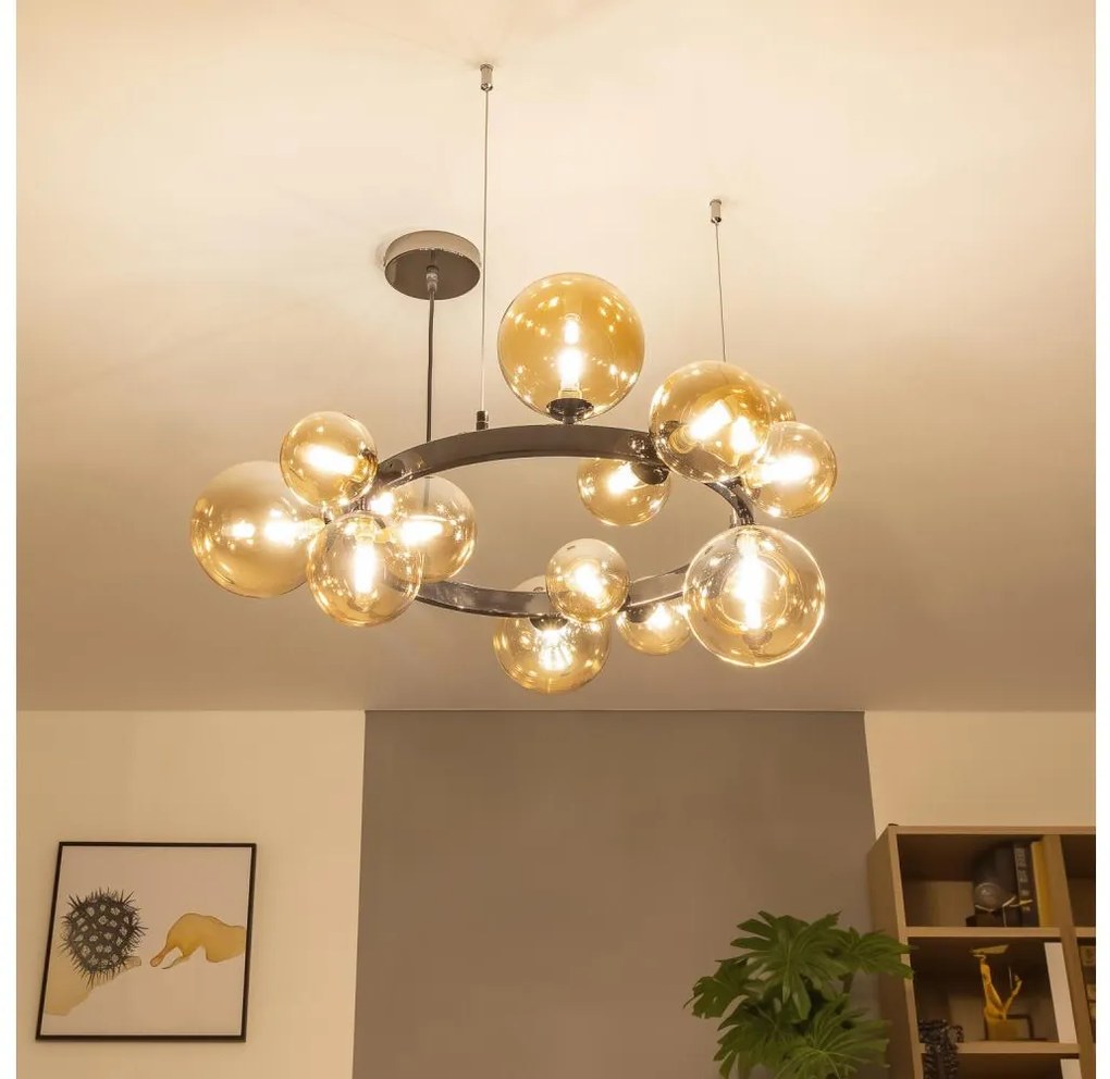 Brilagi - LED závesný luster na lane MILLA 15xG9/3W/230V čierny chróm/zlatá