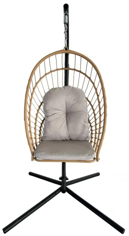 GARDEN LINE Skladacie závesné kreslo Eris Brown so sivým vankúšom FAT0923