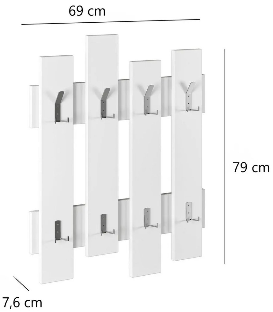 Nástenný vešiak Wave White