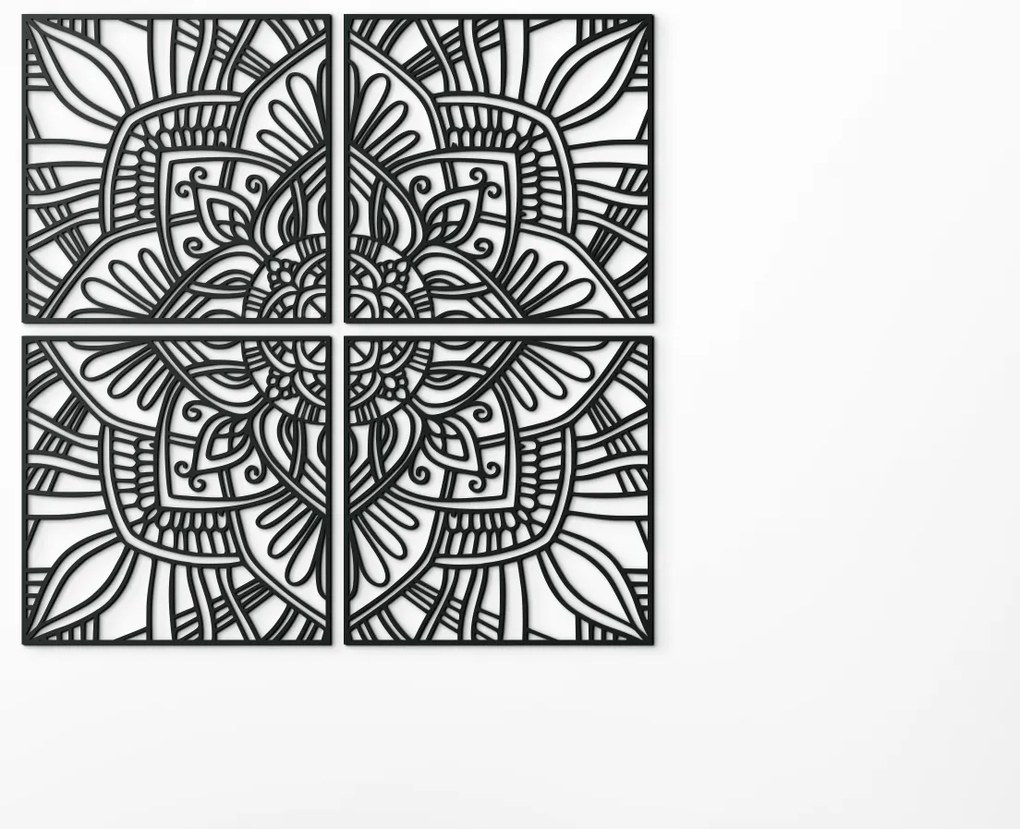 drevko Viacdielna mandala na stenu Rovnováha Rozmer obrazu: 133 x 133,5 cm, Farba dekorácie: Čierna