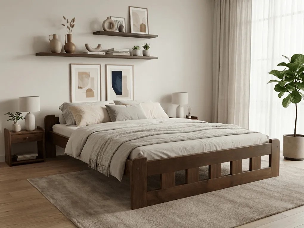 Posteľ Naomi zvýšená 120 x 200 cm, dub Rošt: S lamelovým roštom, Matrac: Matrac COCO MAXI 20 cm