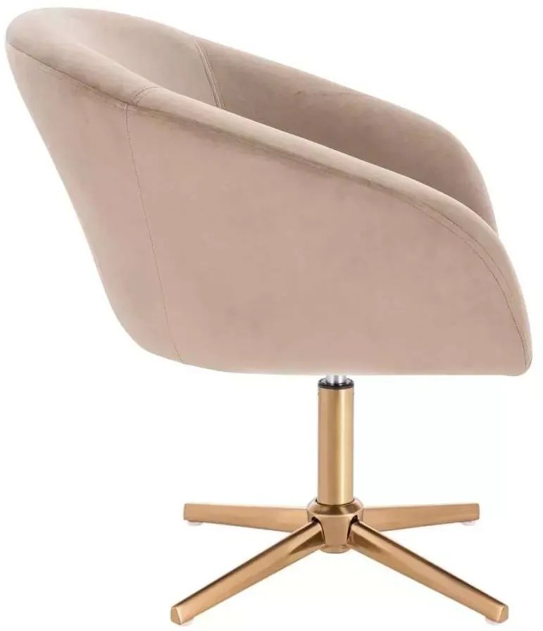 LuxuryForm DESIGN Stolička VENICE VELUR na zlatom kríži - latte