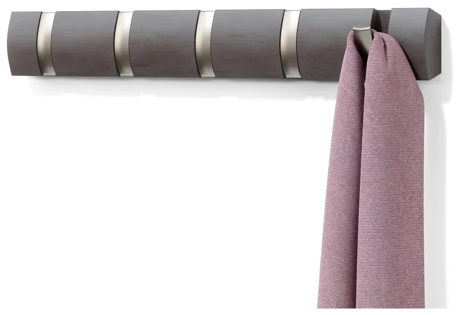 Sivý nástenný vešiak z topoľového dreva Flip - Umbra