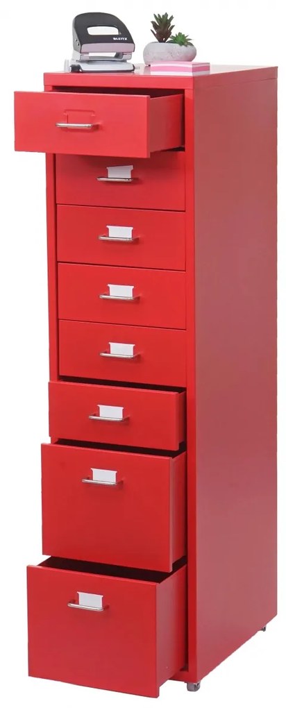 Zásuvková skrinka Boston T851 - 110x28x41cm, 8 zásuviek - červená